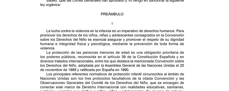 Ley Orgánica 8/2021, de 4 de junio, de protección integral a la infancia y la adolescencia frente a la violencia